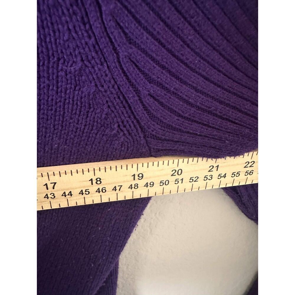 Lauren Ralph Lauren Womens L Purple Shawl Collar Leather Buckle Knit Cardigan - Picture 6 of 7